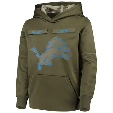 Youth Green Detroit Lions 2018 Salute to Service Pullover Performance Hoodie